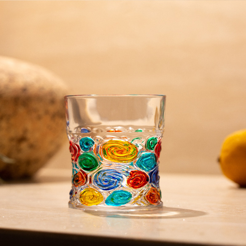 意大利ZECCHIN水晶玻璃酒杯威尼斯彩色玻璃杯水杯艺术鉴赏指纹杯