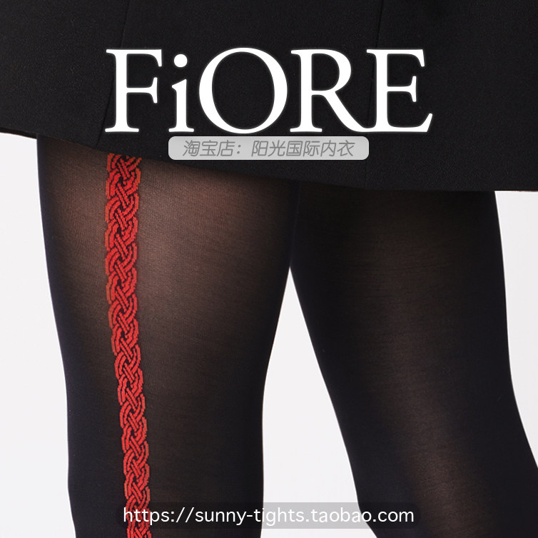 Fiore波兰进口黑丝袜女性感条纹保暖打底裤袜子40d秋冬款瘦腿F40