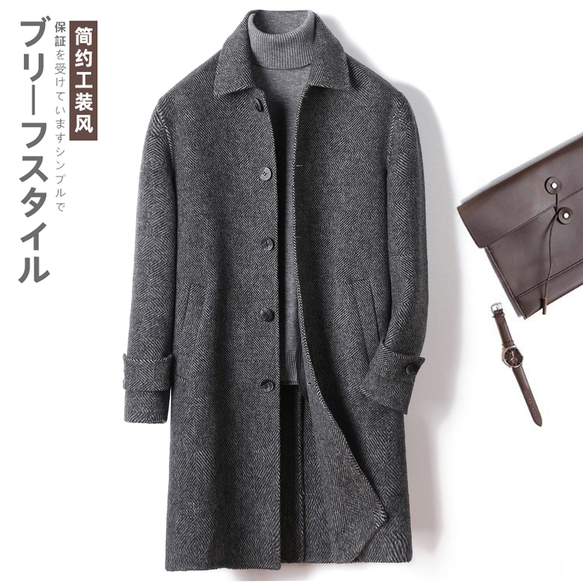 阿尔巴卡羊驼双面呢西装毛呢大衣男中长款外套F1053P300控458主推，男装毛呢大衣，电商D318(原电商B337)