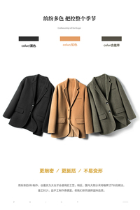 双面呢大衣男高端羊毛西装羊驼毛呢落肩男短款外套F6628P315控458图片