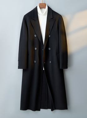 双面羊毛呢大衣西装领男羊绒大衣过膝长款外套F8096#P365控658