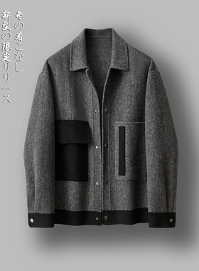 冬季短款时尚羊毛双面毛呢男士新款夹克潮流外套F8067#P325控618