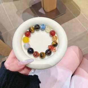 五行水晶手链 天然水晶多宝手串 原创设计款虎眼大漆非遗水晶手链