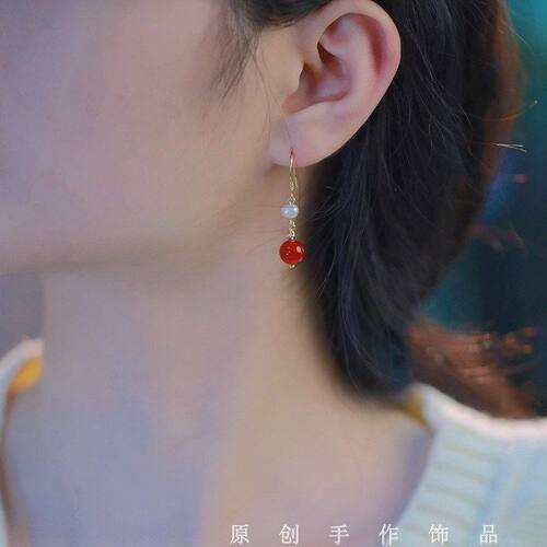新款春季耳环玛瑙感小众耳坠批发短款耳饰气质银耳饰耳环女