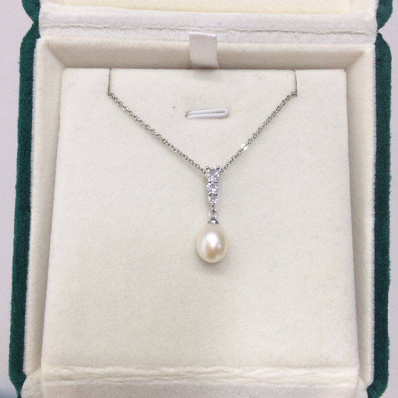 高亮5A级米形天然淡水珍珠项链水滴形天然珍珠吊坠直播批发跨境