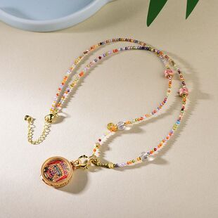 碧玺轻奢锁骨链新中式珐琅彩扎基拉姆吊坠项链简约精致彩虹色首饰