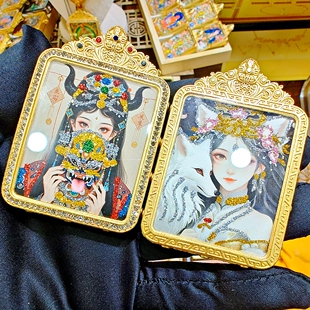 九尾狐双面铜壳唐卡吊坠项链送五路绳贴 扎基拉姆 纯手绘彩金