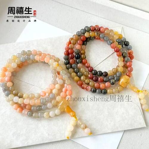 批发天然新疆金丝玉108经典款深色浅色多圈手链直播爆款厂家直销
