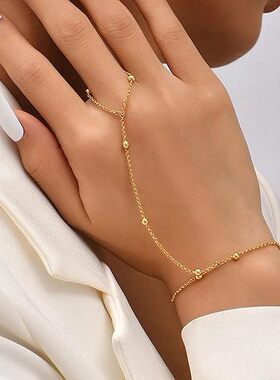 新款亚马逊跨境时尚小众风女士金色手指链