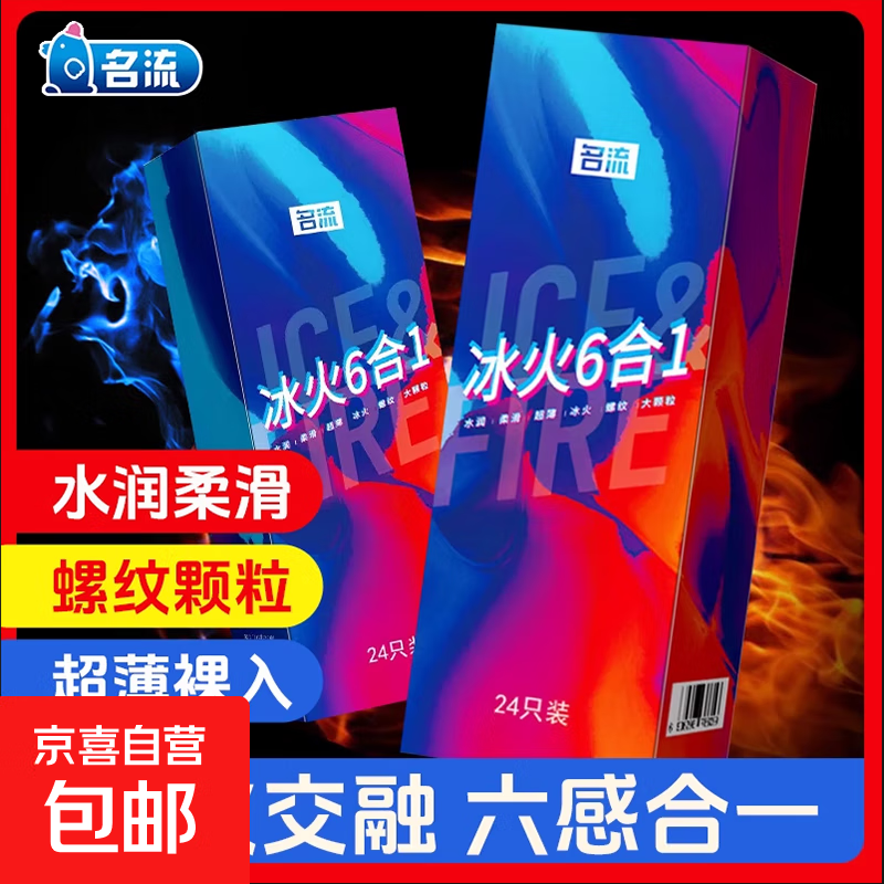 名流冰火6合1避孕套超薄裸入易高潮螺纹安全套成人情趣性用品正品