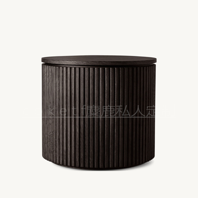 RH BYRON美式乡村风格设计师圆形客厅沙发边几简约侘寂风实木边桌