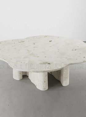 Bellagio轻奢高级感天然莫奈花园大理石异形餐桌设计师款别墅桌子