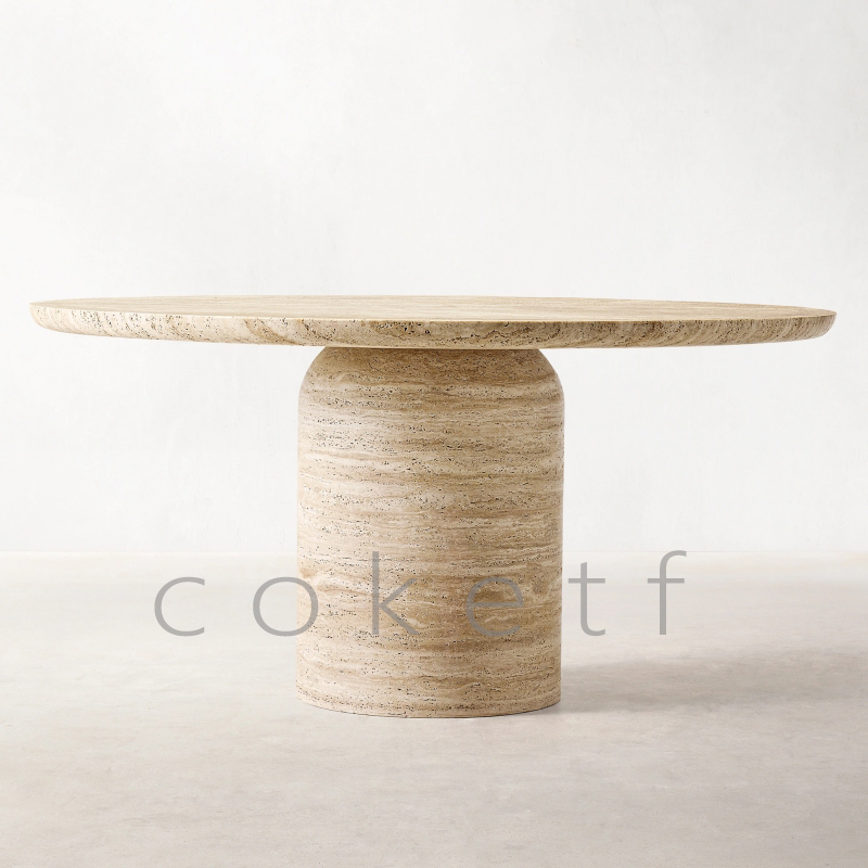 CUPOLA轻奢高级感天然大理石餐桌圆桌家用小户型设计师进口洞石桌