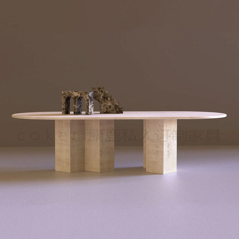 Monitillo1980 City法式天然洞石餐桌长方形家用设计师款长桌子