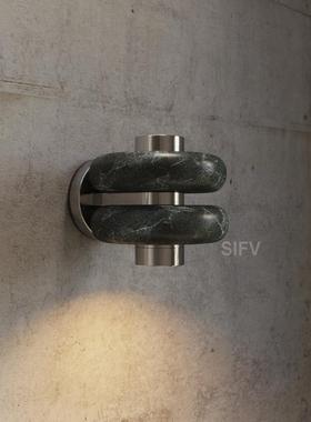 SIFV DUO铬色印度绿色大理石壁灯中古法式楼梯玄关墙灯餐厅床头灯