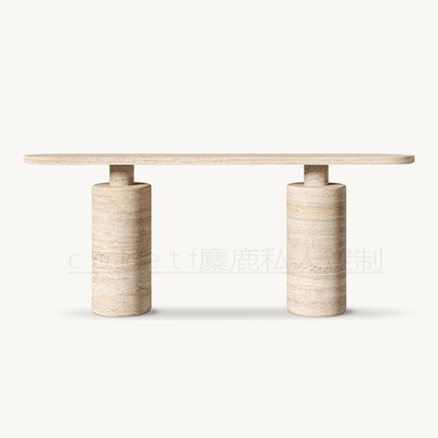 RH Ponti侘寂风天然大理石玄关桌子别墅设计师款入户靠墙长条几