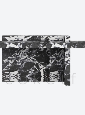 Tempio意大利设计师款天然宝格丽黑大理石奢石入户靠墙客厅玄关桌