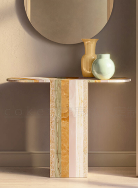 Agua-Marea轻奢极简天然大理石玉石玄关桌子别墅样板间入户长条几