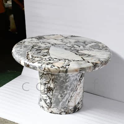 餐桌轻奢高级感大理石奢石宝格丽黑小户型圆桌设计师款石材饭桌子