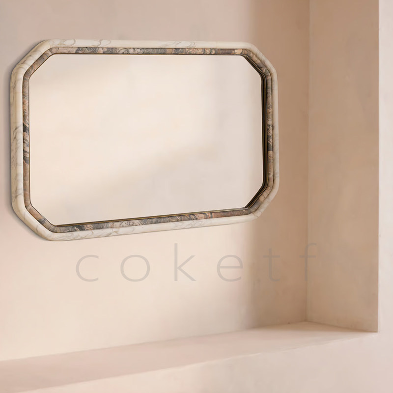 现代简约大理石镜子高级感挂墙浴室镜设计师别墅穿衣镜全身落地镜