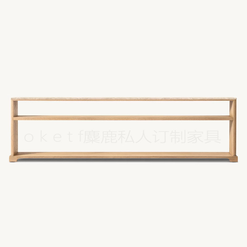 Genevieve Emperador大理石矮控制台桌客厅沙发背几实木长条桌几