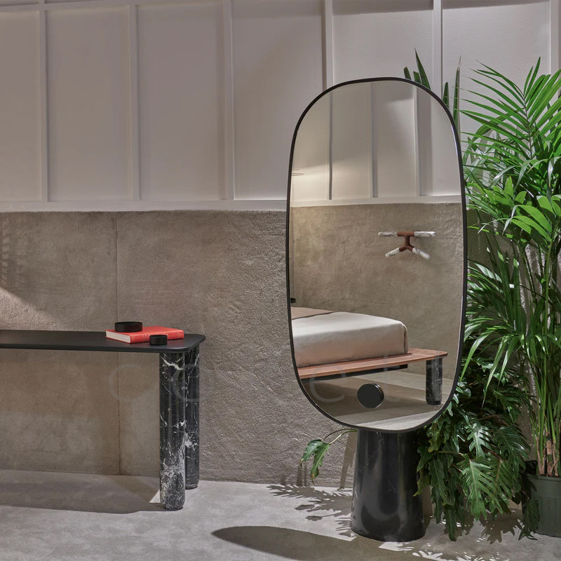 简约现代天然大理石全身镜落地镜家用高级感设计师别墅客厅穿衣镜