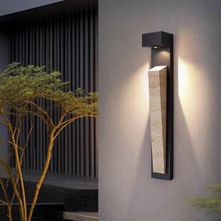 户外壁灯防水长条过道灯黄洞石庭院灯花园露台别墅大门口定制门牌