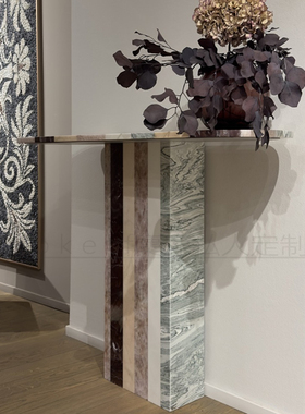 Agua-Marea轻奢极简天然大理石玉石玄关桌子别墅样板间入户长条几