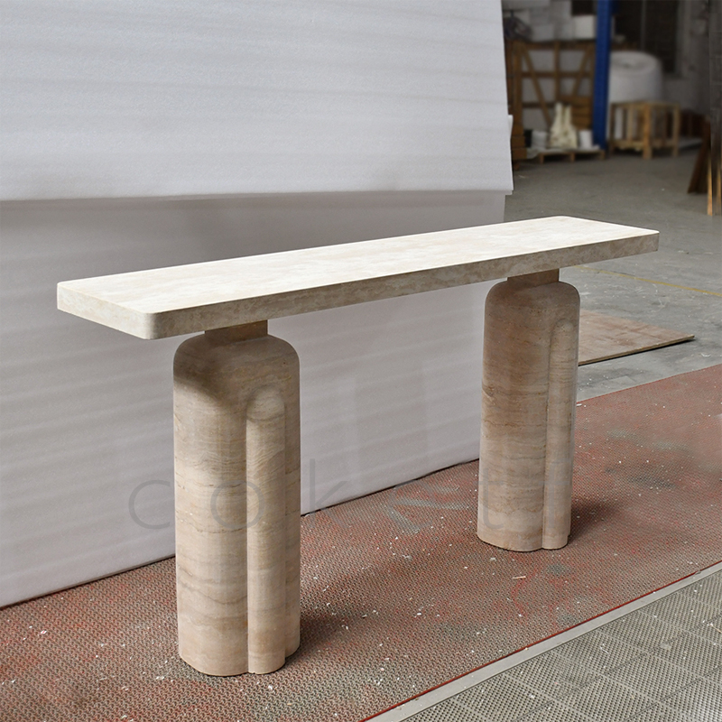 意大利天然罗马洞石玄关桌设计师款客厅靠墙桌子别墅入户玄关台