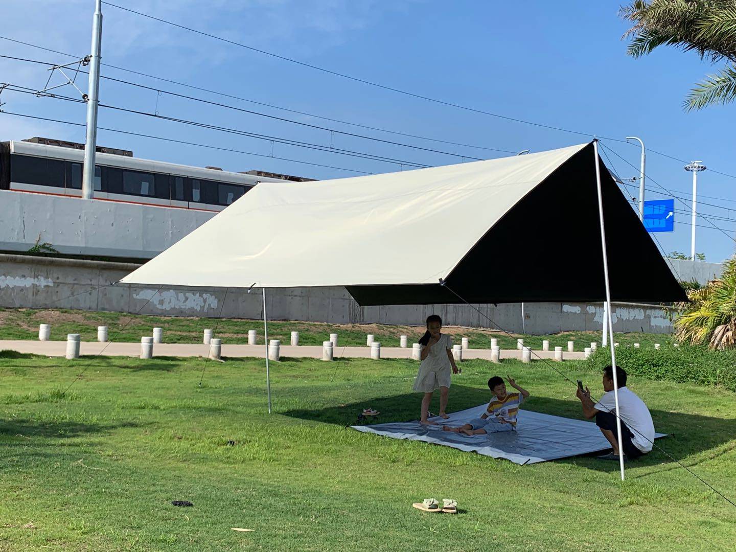 超大黑色黑胶天幕帐篷防暴雨防晒遮光牛津布加厚防水遮阳棚black