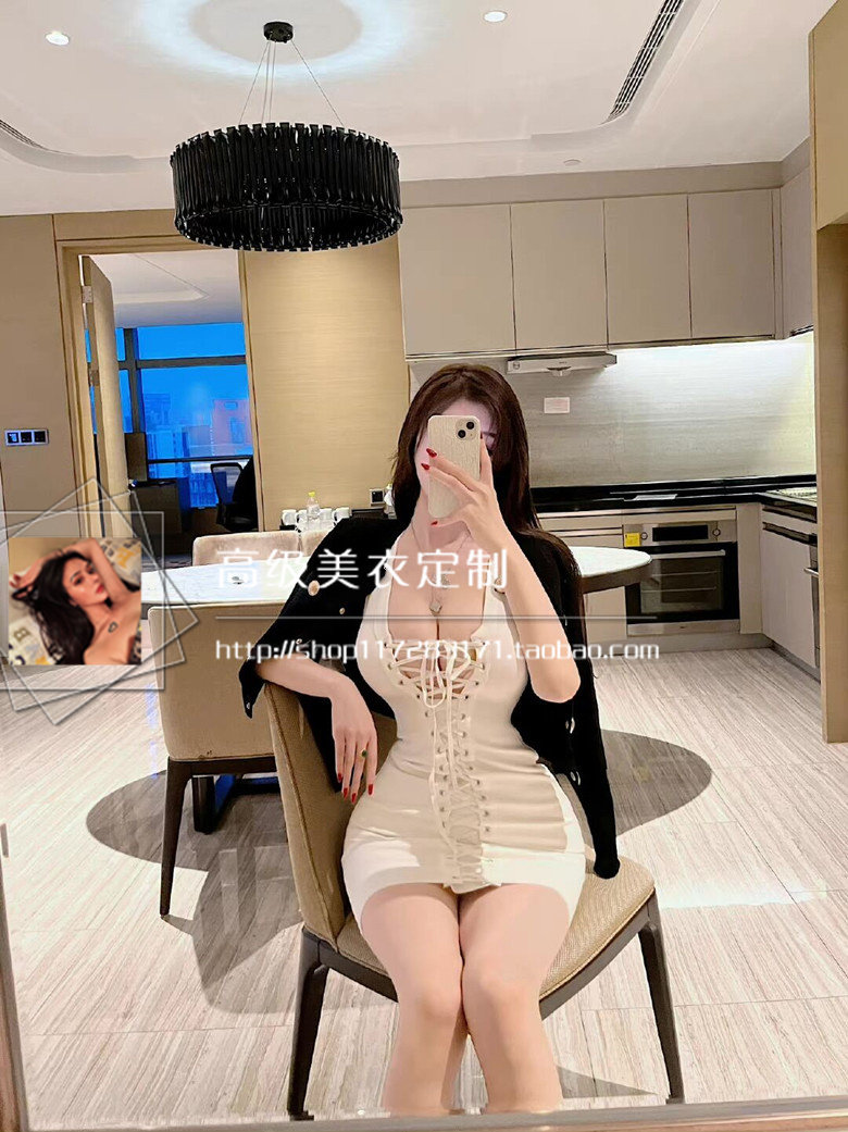 法式御姐性感交叉绑带紧身包臀短裙纯欲辣妹低胸无袖背心打底裙女