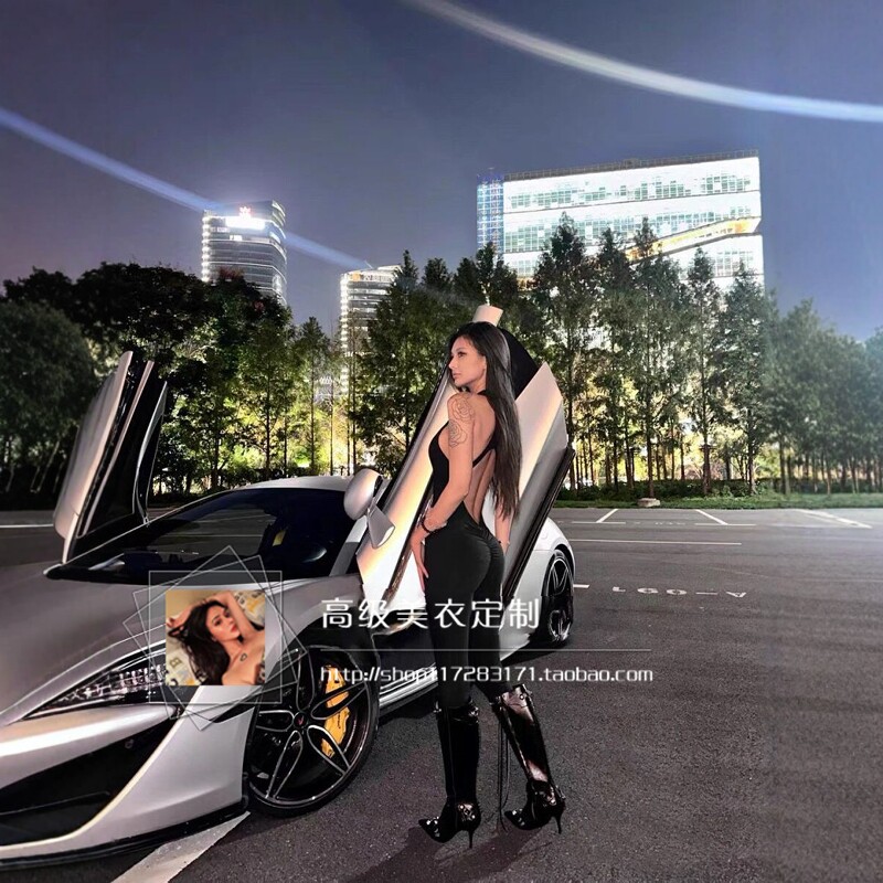 行走的超模纯欲辣妹镂空黑色连体裤女性感露背蜜桃臀弹力紧身长裤
