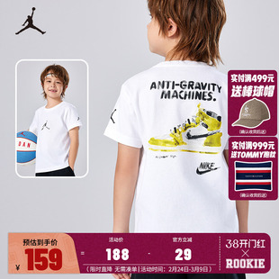 JORDAN儿童装男童短袖T恤2025夏季新款鞋子图案上衣运动透气半袖