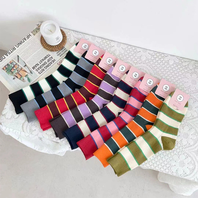 韩国东大门堆堆袜新款彩色条纹韩版女款小众长筒袜子