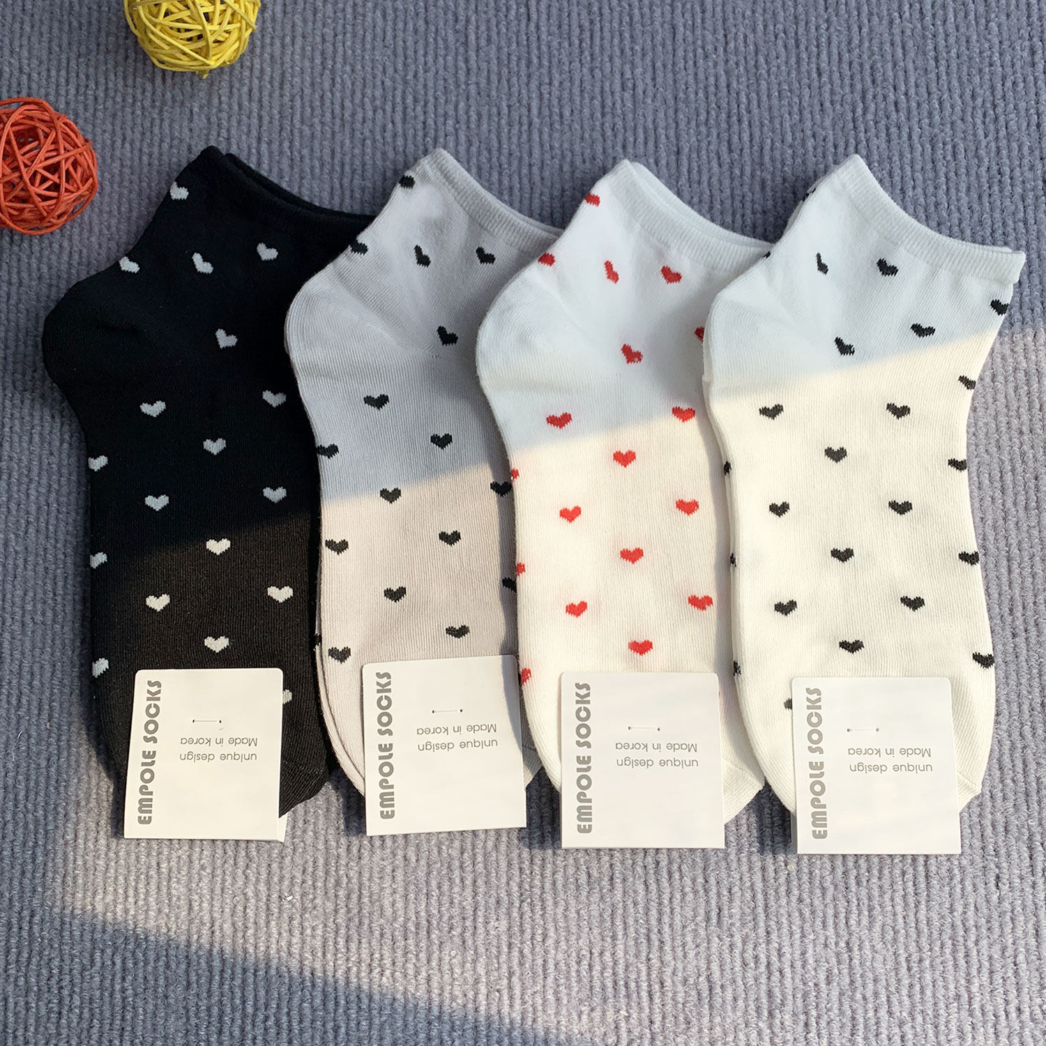 满印韩国袜子韩版甜美小爱心春季新款女生短筒袜子东大门休闲
