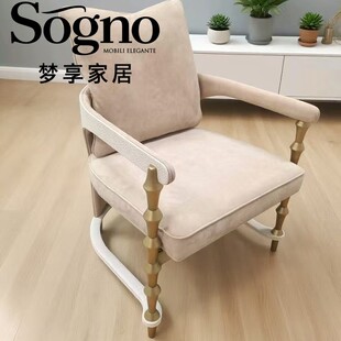 极简轻真皮单人沙发椅客厅复古休闲椅阳台轻奢高级中古靠背椅 意式