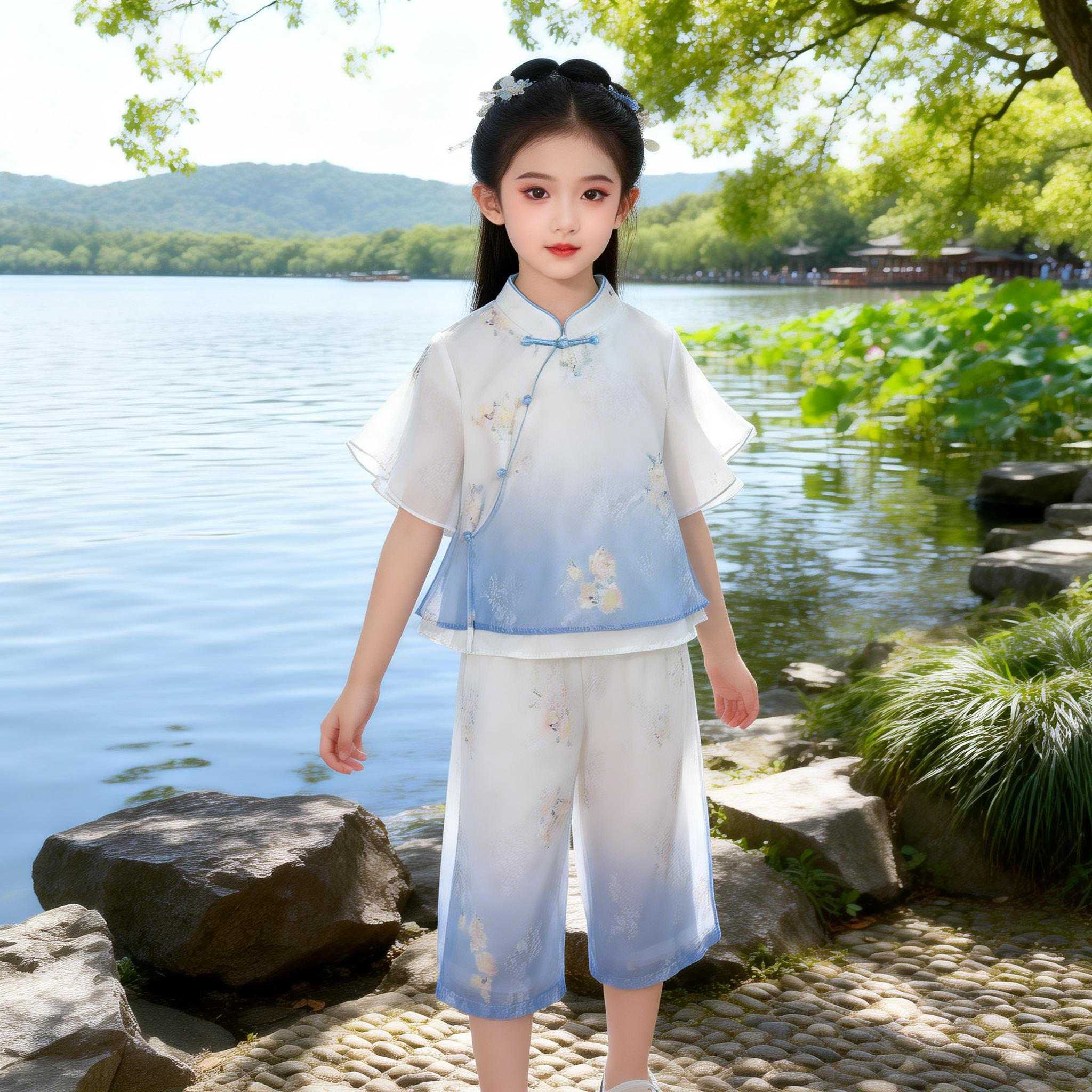 汪小荷女童新中式夏季套装