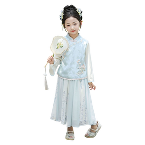 汪小荷·篱香女童汉服24秋款新中式唐装套装国风古装民国风