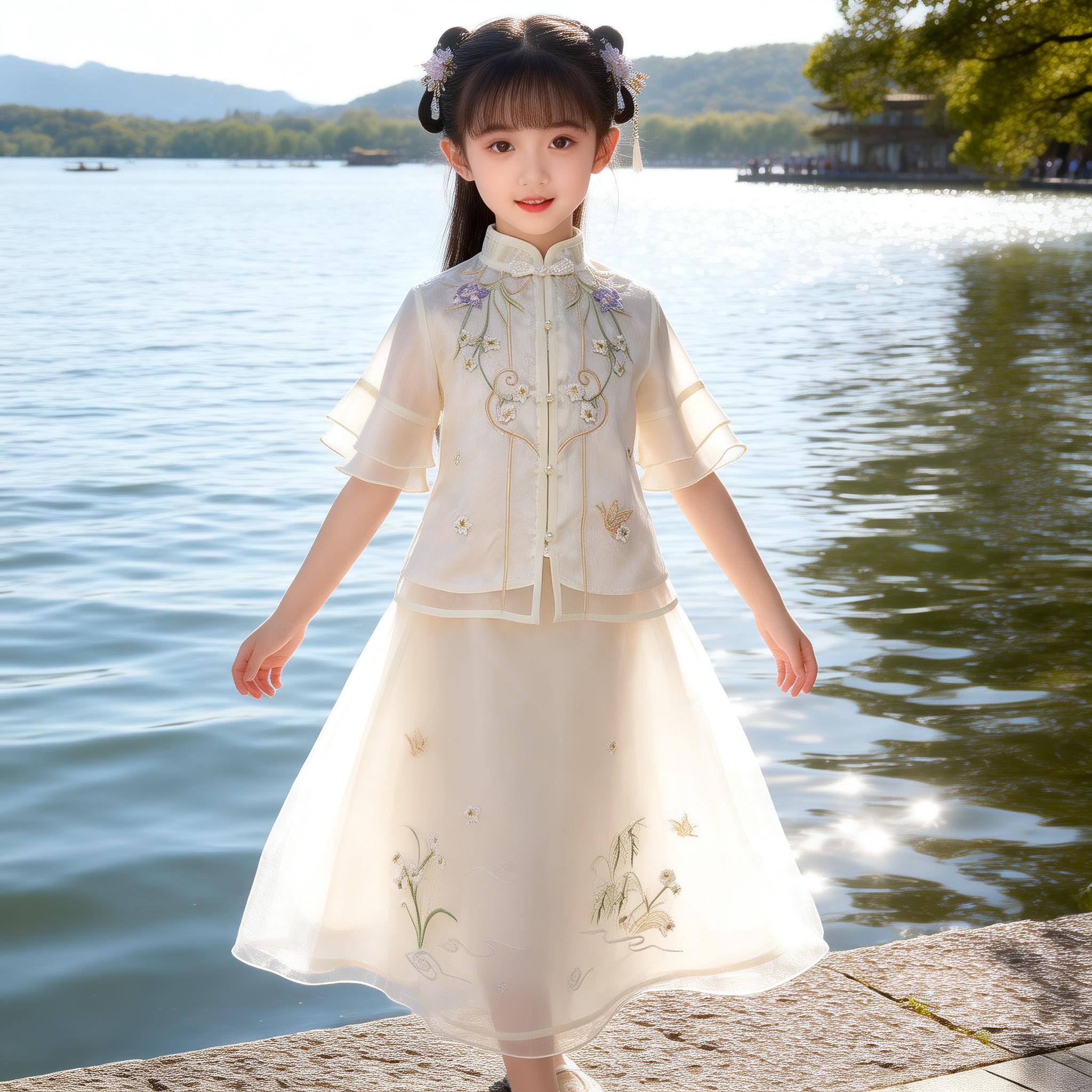 【专柜同款】汪小荷.鸢语26年夏新款女童改良国风套裙新中式套装