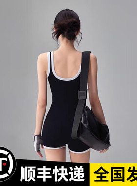 连体平角泳衣女士2025新款运动游泳馆专用竞速显瘦遮肚温泉游泳衣