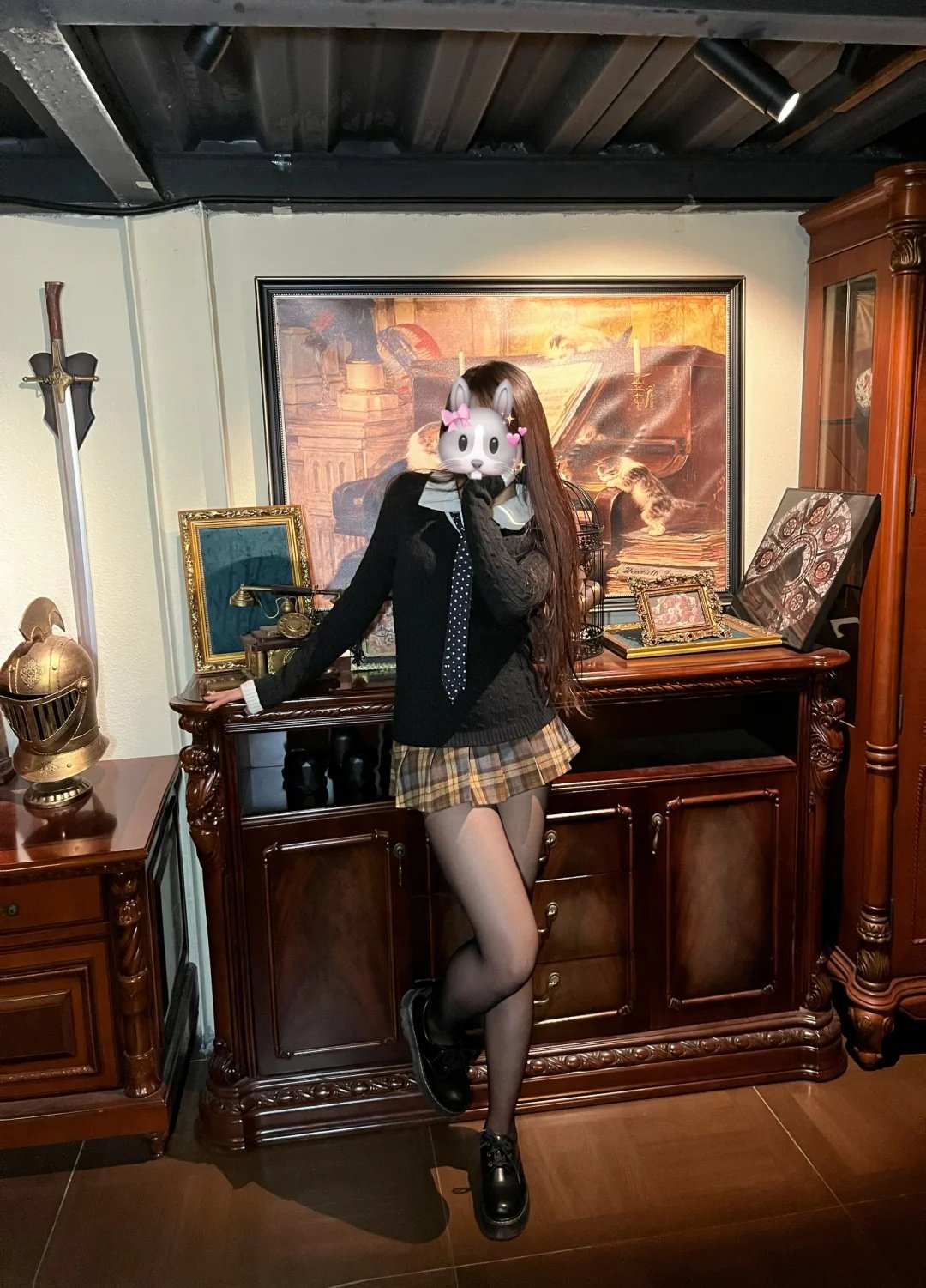 韩系黑色针织假两件叠穿咖色格纹短裙校供感显气质女秋冬穿搭套装,女装/女士精品,时尚套装,淘宝优惠券,粉丝福利购,淘宝优惠卷