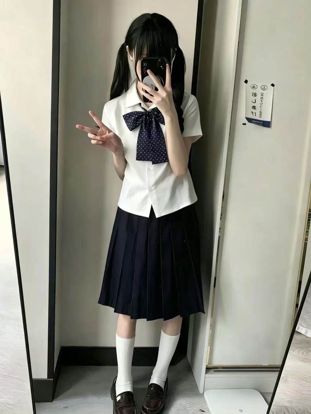 原创正版jk制服日系基础白色短时尚套装