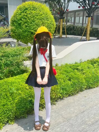 原创jk制服学院风百搭显瘦白色樱花刺绣短袖衬衫叠穿绀色短裙套装