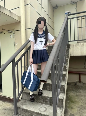水手服原创JK制服白三本短袖校供感绀色短裙学院风日系女夏季套装