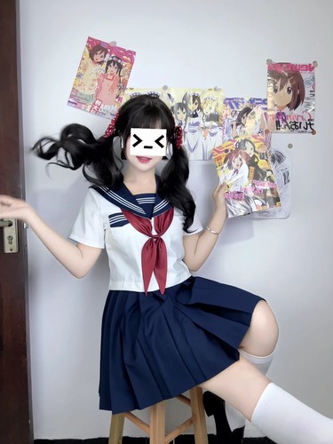 日系学院风白三本水手服短袖叠穿绀色短裙校供感女夏季制服套装女