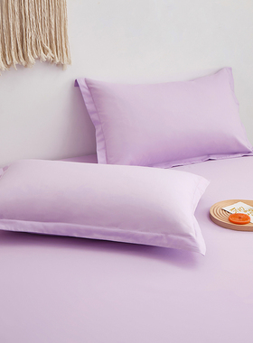 简约纯色全棉枕套素色纯棉四季款枕芯套子糖果色丁香紫色枕头套
