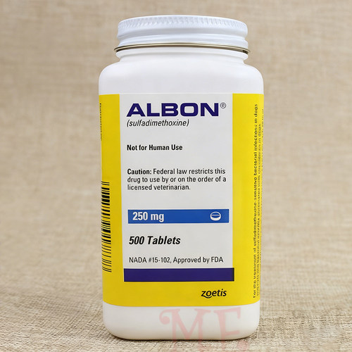 美国辉瑞Albon犬狗猫驱球虫肠炎便血脓皮症膀胱炎 250mg 单粒