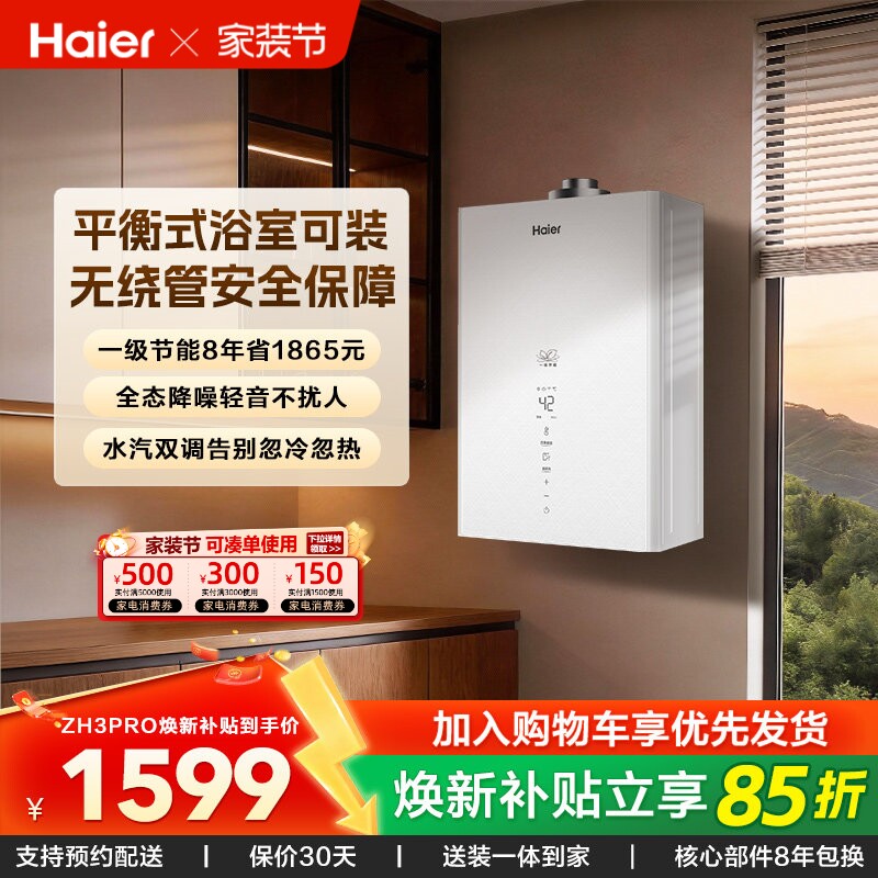 Haier/海尔燃气热水器家用恒温节能平衡式浴室可安装 13升Z