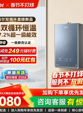 [新品首发]海尔燃气热水器双循环一级能效天然气KE70SMAX恒温节能