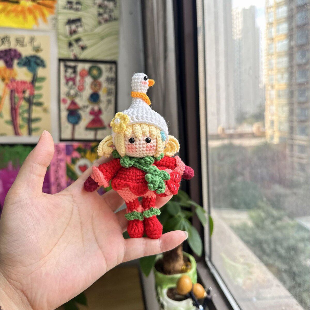 成品手工钩织和平精英小番茄云朵鹅钥匙可爱挂件配饰创意礼物挂饰
